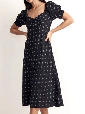 Madewell | Sweetheart Puff Sleeve | Midi Dress with Stardot Print | Size 6